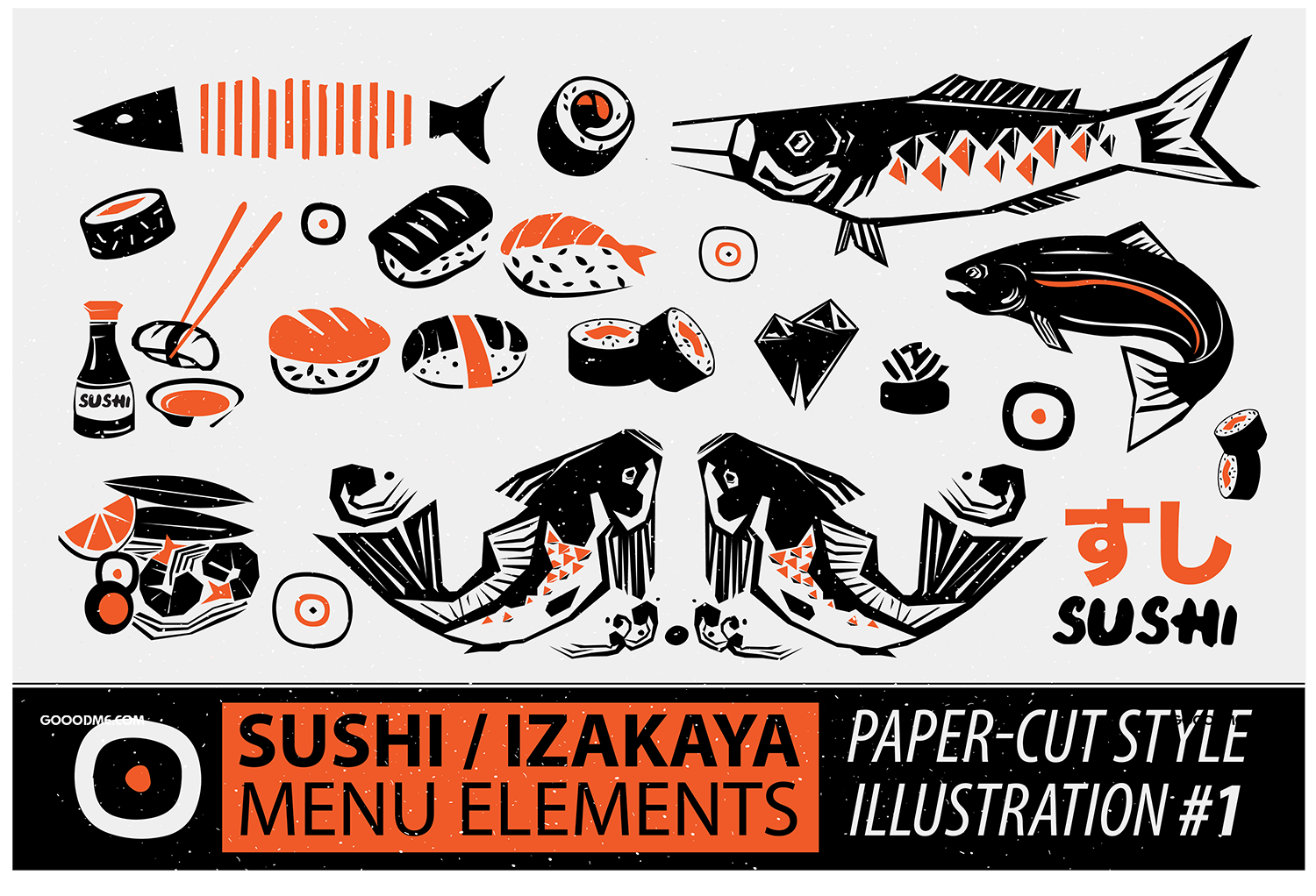 36 日式料理手绘矢量图形设计素材