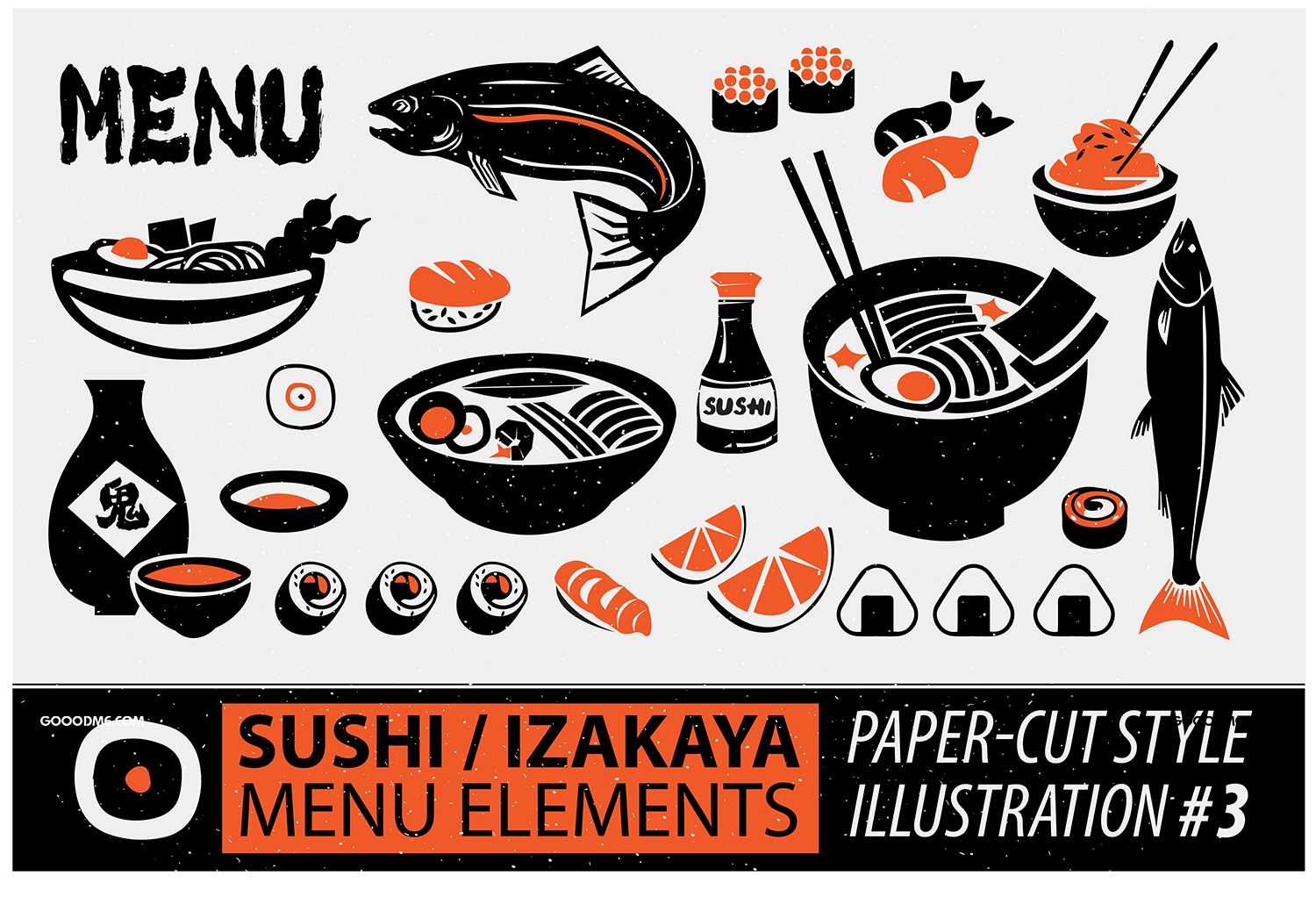 36 日式料理手绘矢量图形设计素材