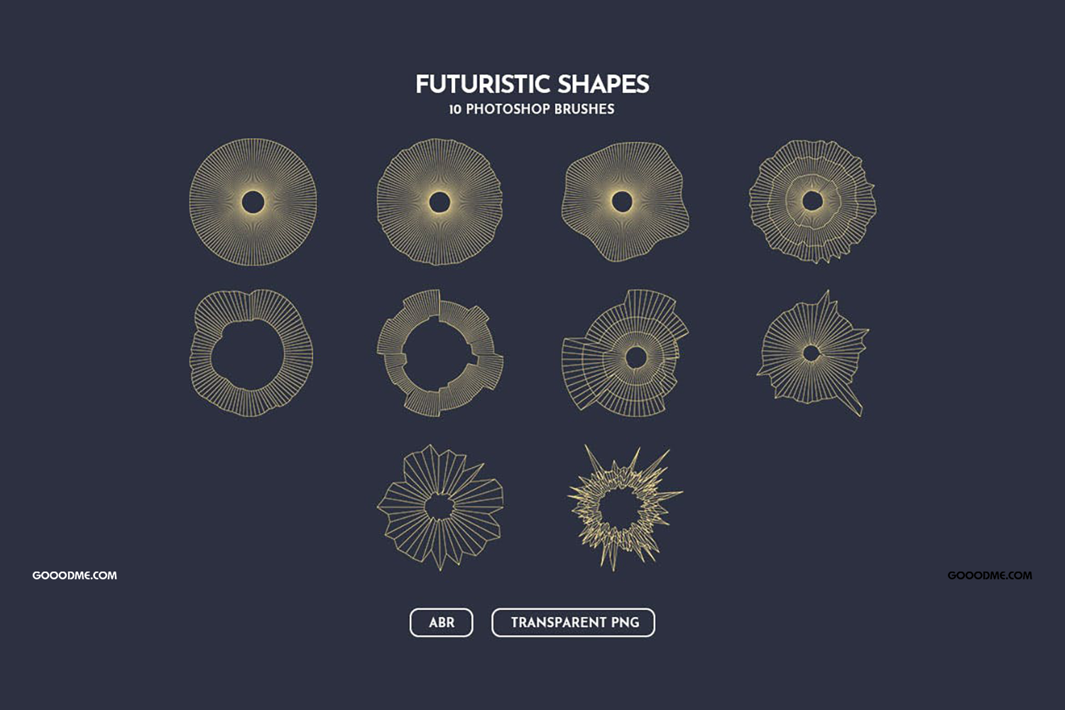 41 未来派几何线条形状图案的Photoshop笔刷素材 Futuristic Geometric Shapes Photoshop Brushes