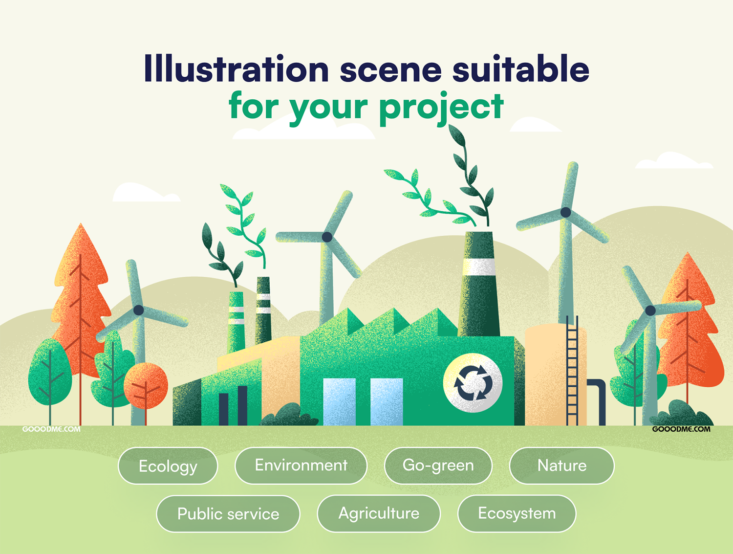 42 现代创意的生态环境环保主题矢量插画素材Ecology – Environment Illustration Set