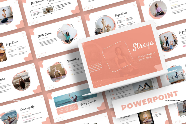 52 瑜伽养生运动幻灯片演示PPT模板 Streya – Powerpoint Template