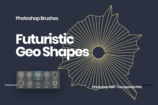 41 未来派几何线条形状图案的Photoshop笔刷素材 Futuristic Geometric Shapes Photoshop Brushes