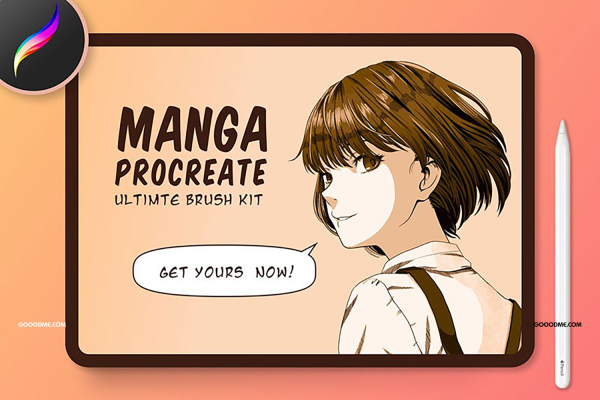 35 日式漫画插画专用的Procreate笔刷和色卡素材Manga Procreate Brushes & Anime Pens