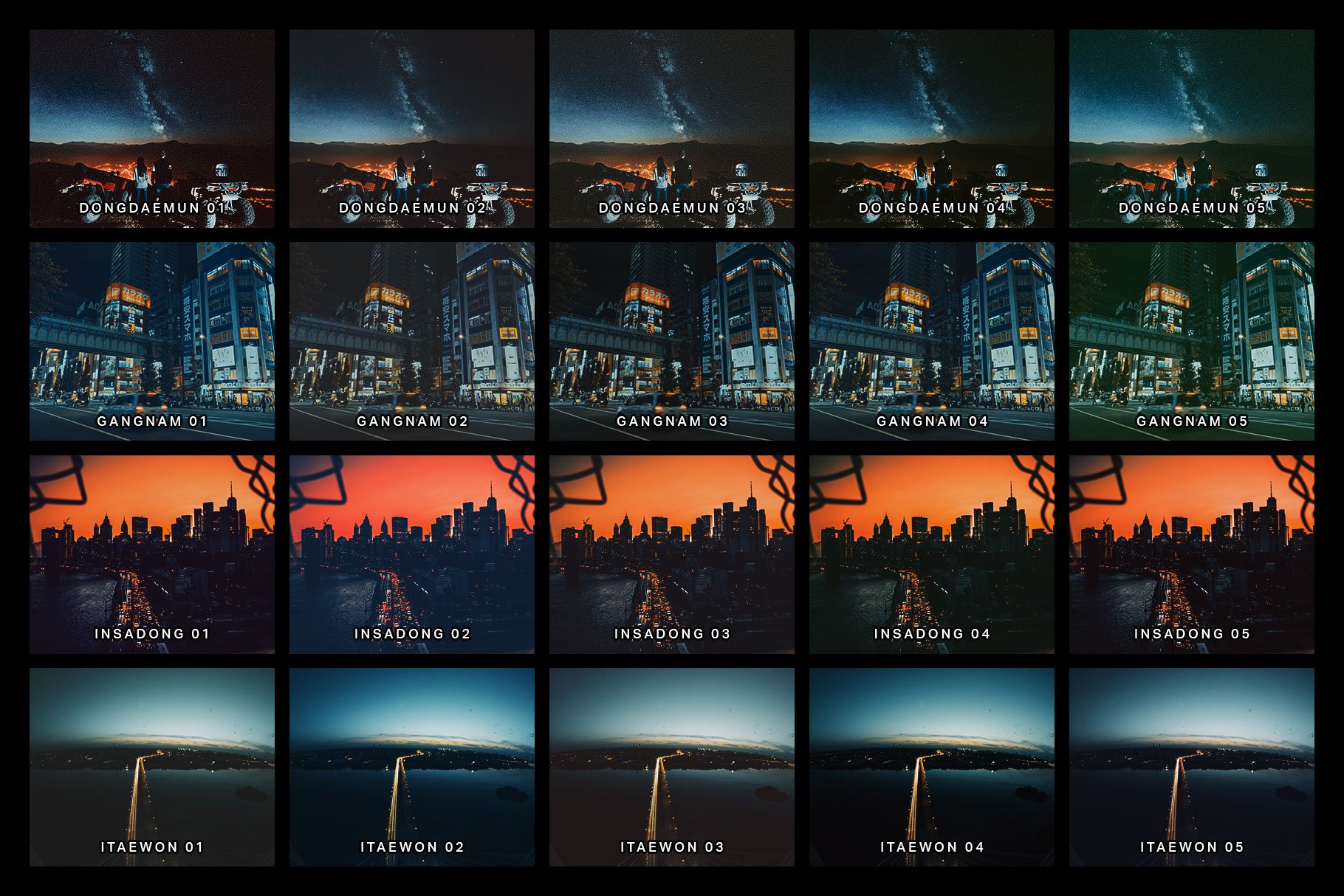 942 夜间城市风景照处理的Lightroom预设和视频LUT 20 Blue Nights Lightroom Presets and LUTs.zip