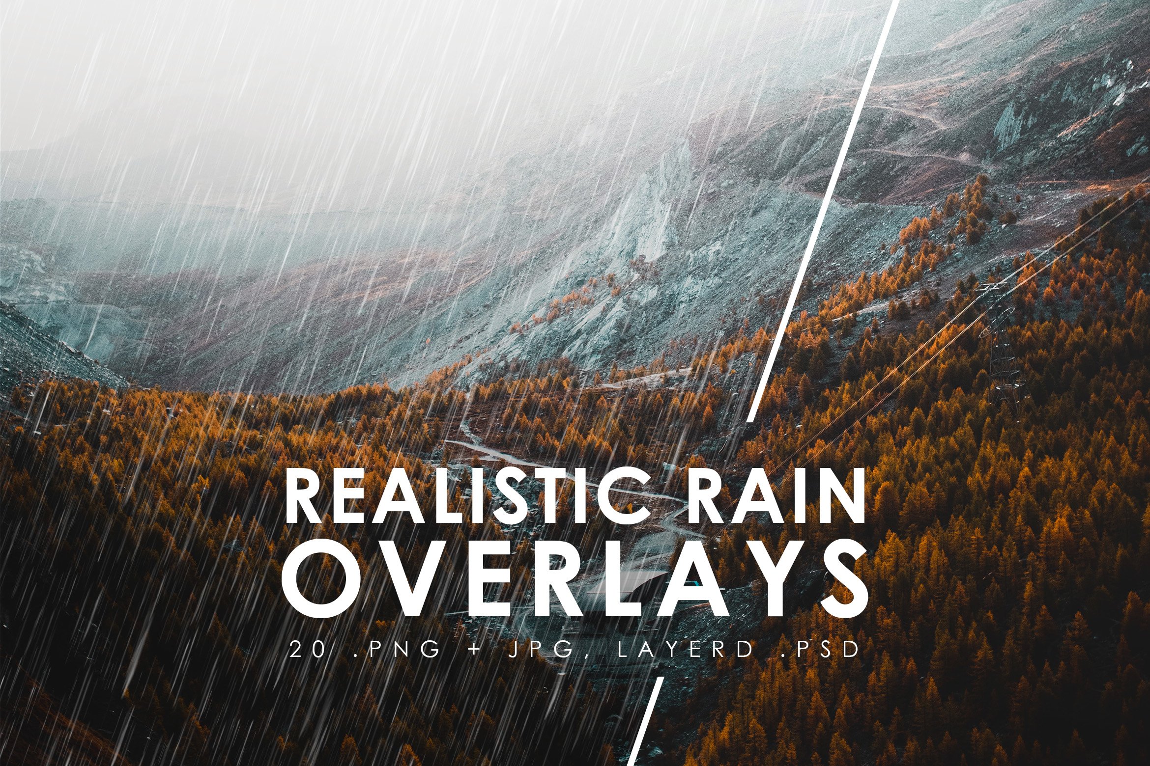 963 20款逼真下雨叠加素材 Realistic Rain Overlays