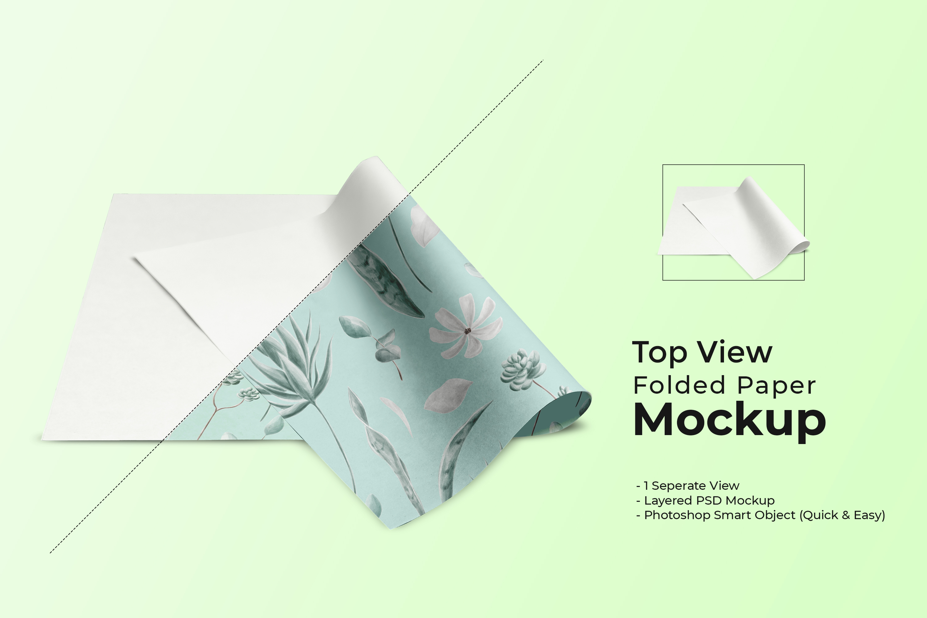 973 包装纸设计PSD样机模型TopView Folded Wrapping Paper Mockup