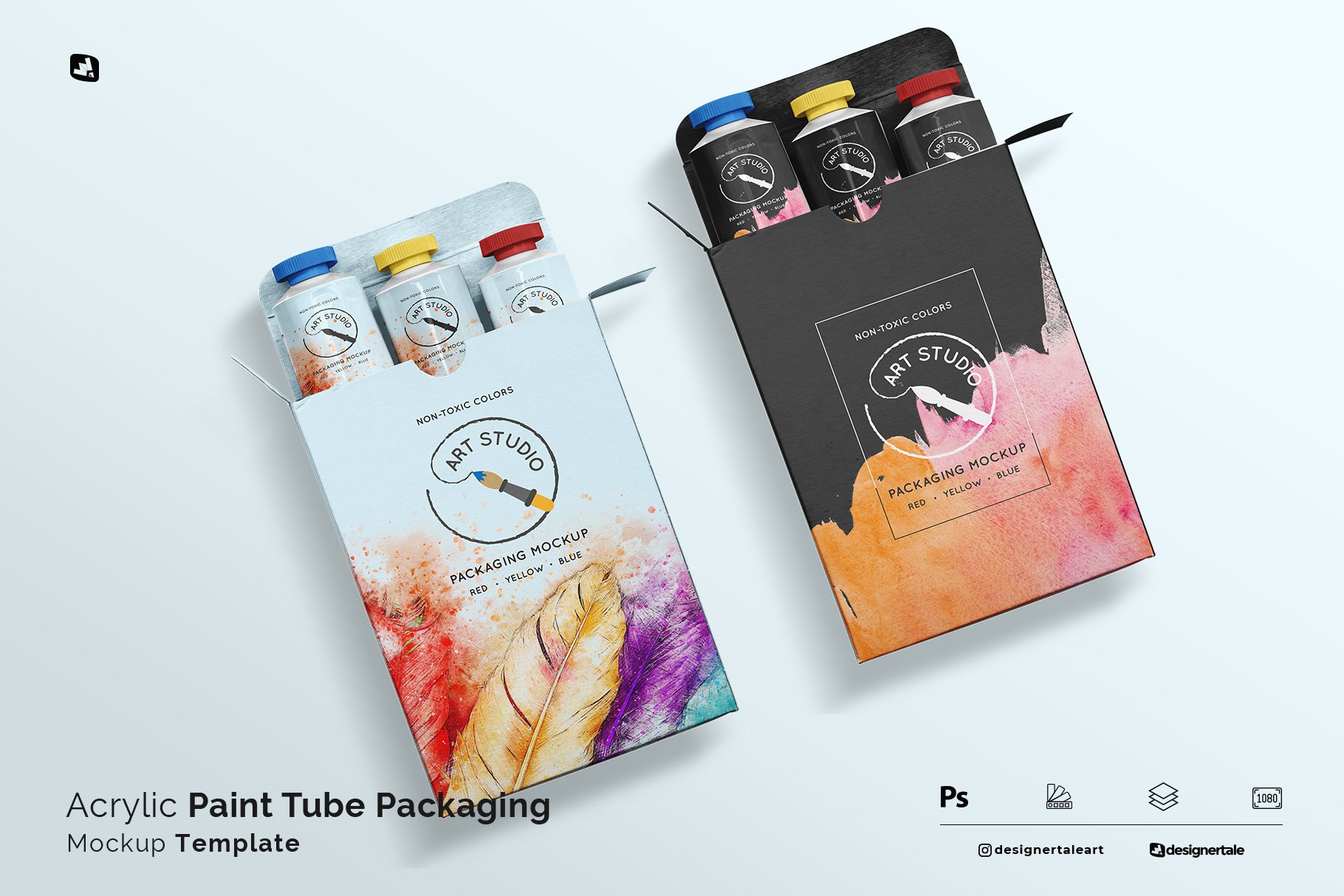 974 丙烯酸涂料管包装样机模型Acrylic Paint Tube Packaging Mockup