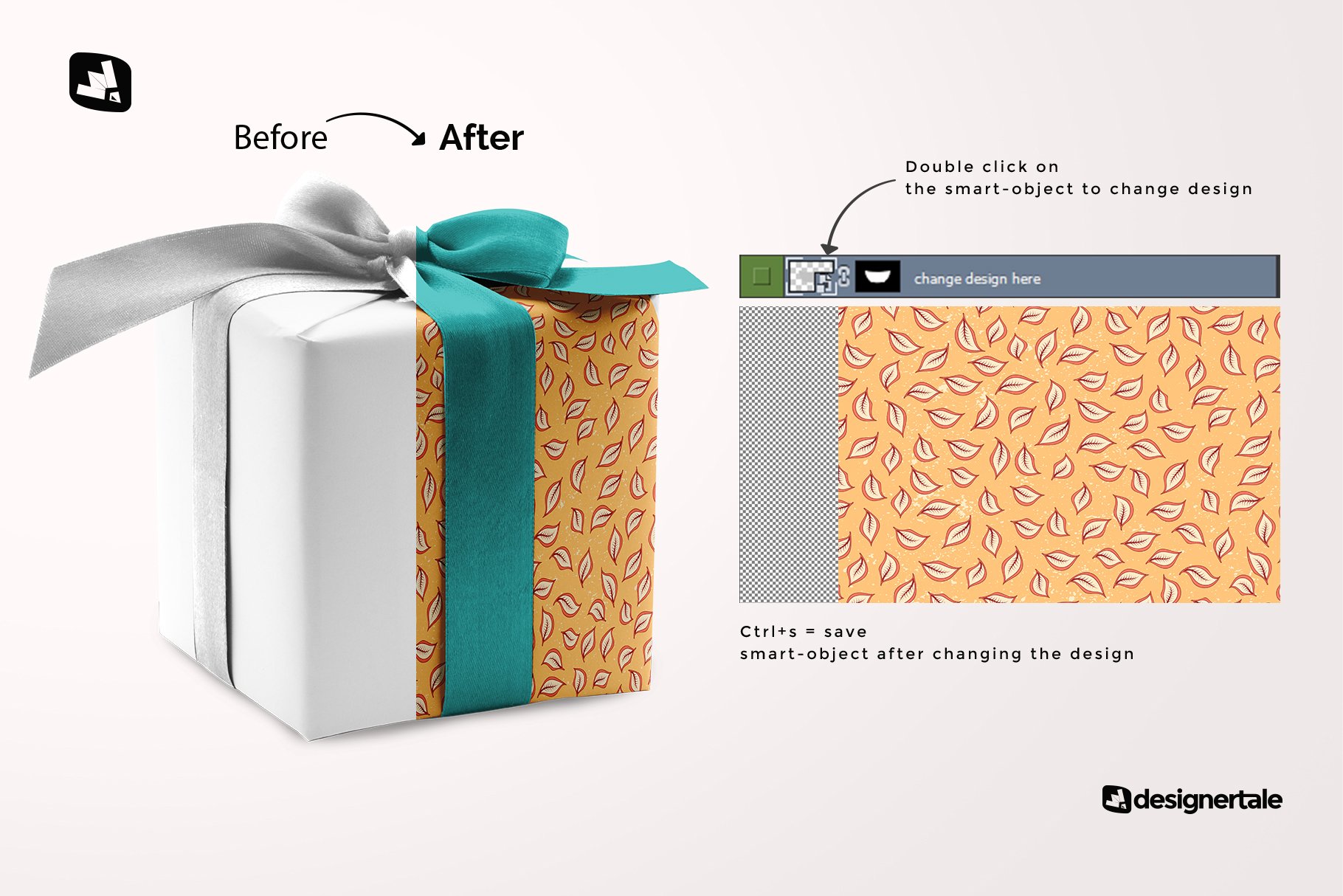 985 拉花布艺礼品盒包装PSD样机Wrapping Paper Mockup With Box