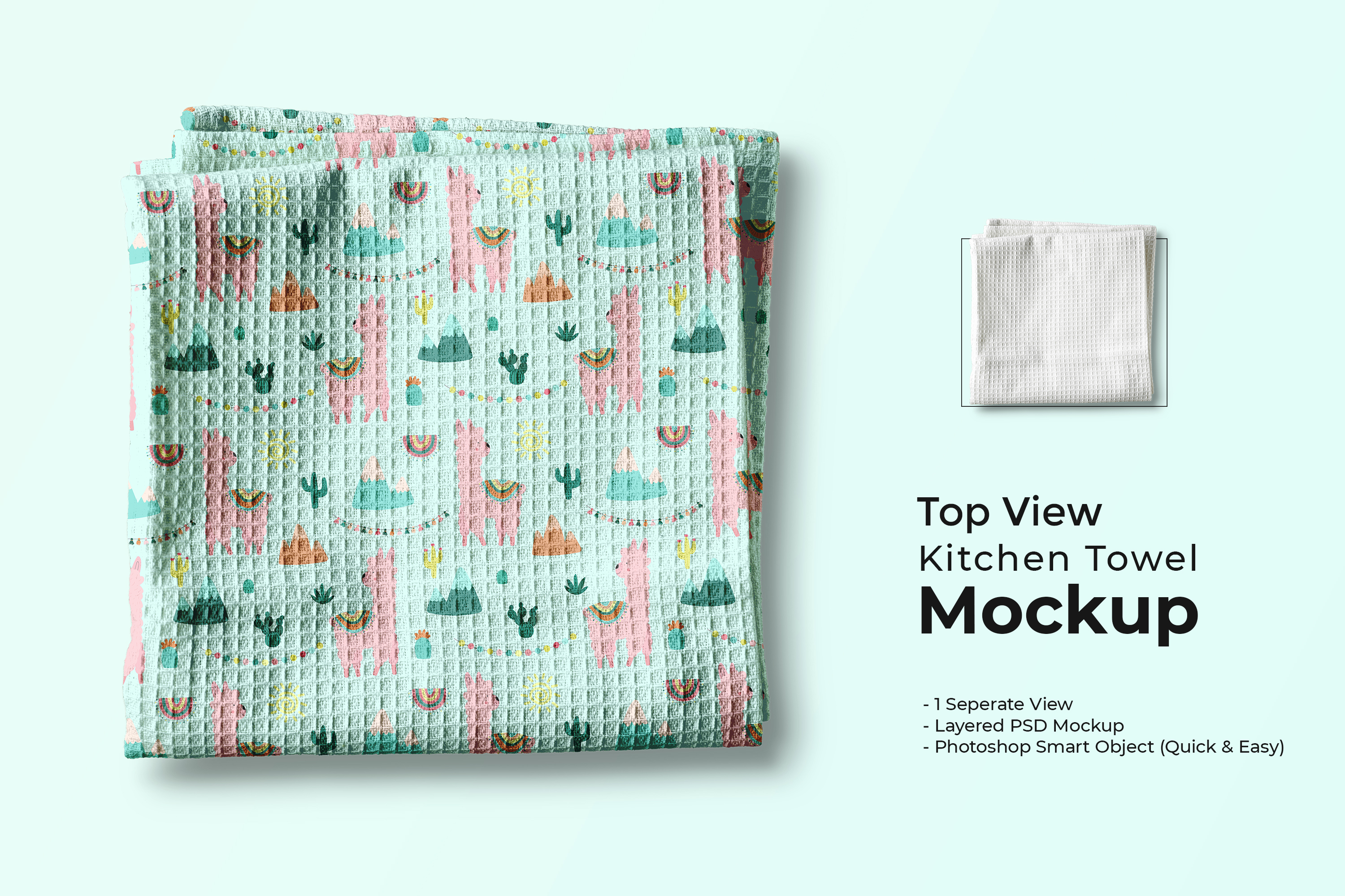 986 毛巾手帕洗碗巾PSD样机模型Top View Kitchen Towel Mockup