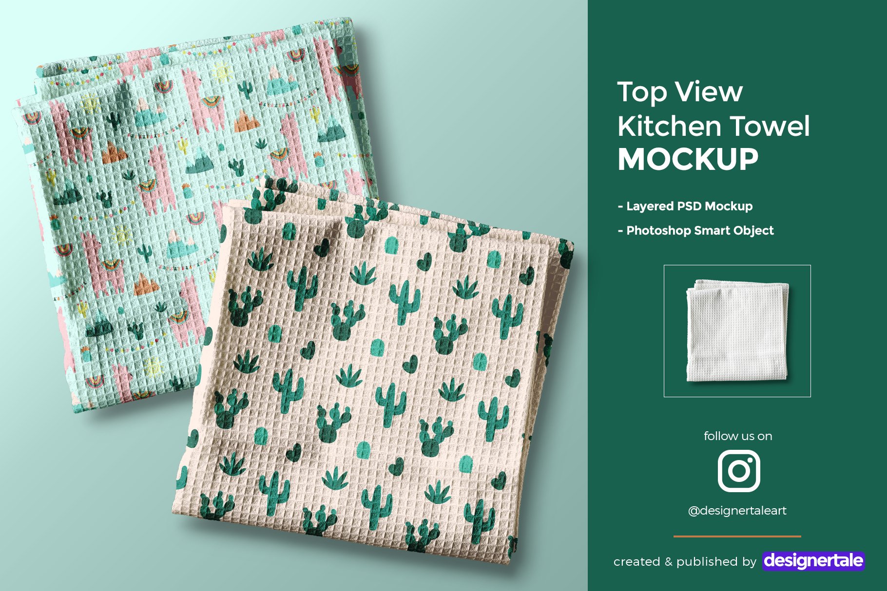 986 毛巾手帕洗碗巾PSD样机模型Top View Kitchen Towel Mockup
