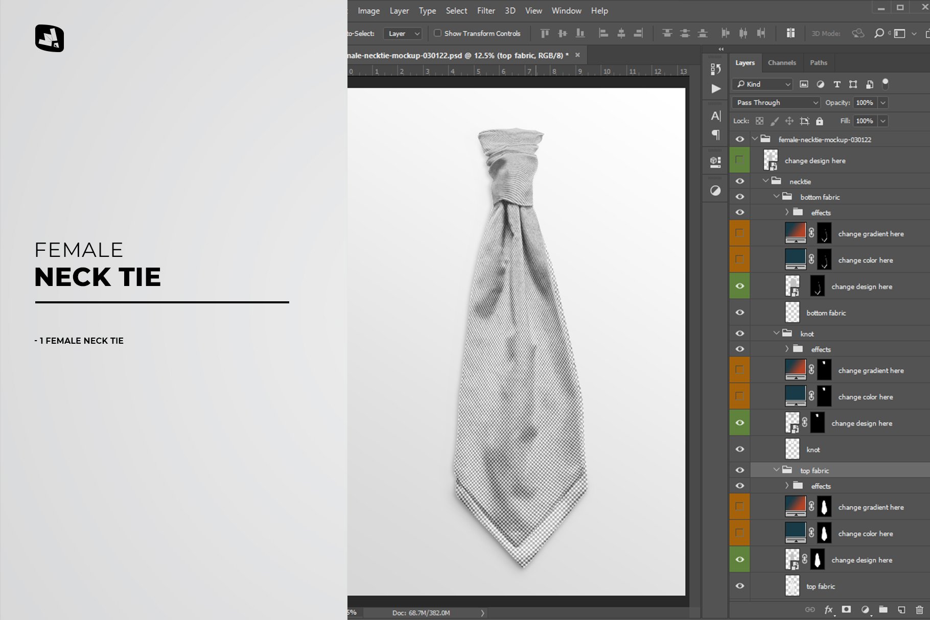 987 女式领带PSD样机Female Necktie Mockup