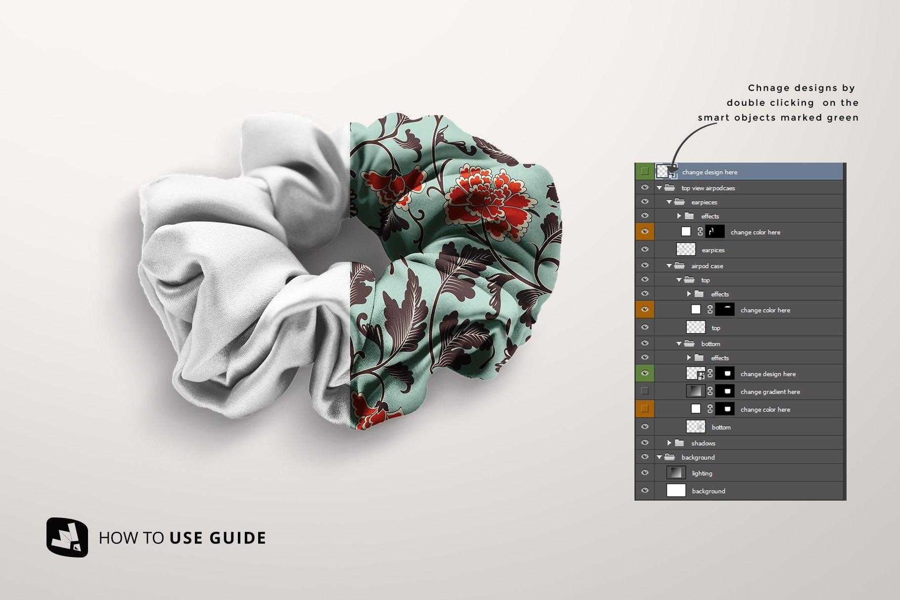 996 围脖图案设计PSD样机模型Silk Scrunchy Mockup