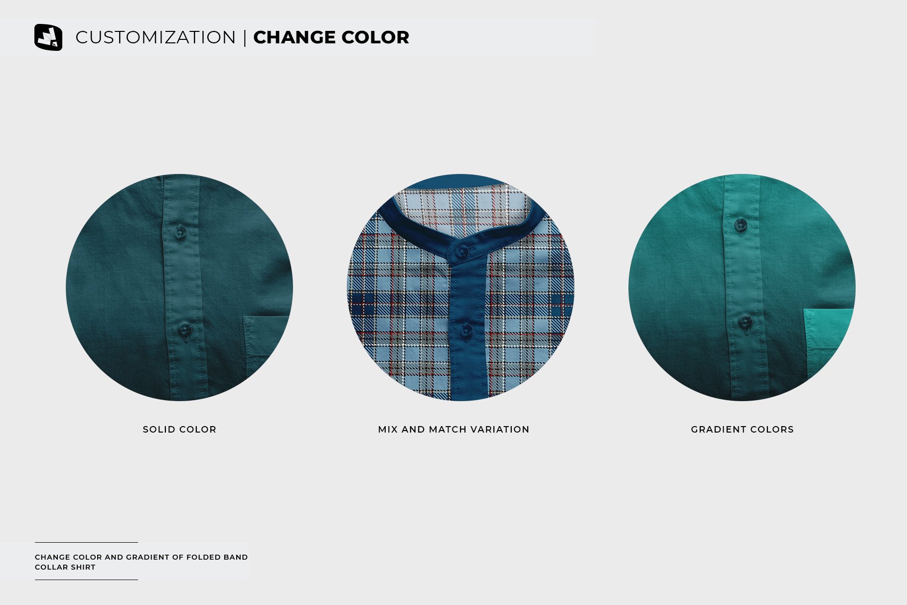 1000 折叠带领衬衫样机 Folded Band Collar Shirt Mockup
