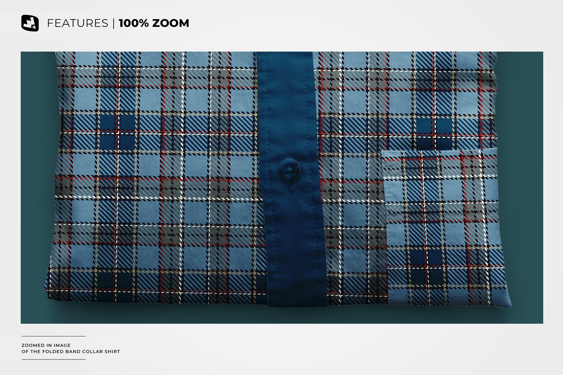 1000 折叠带领衬衫样机 Folded Band Collar Shirt Mockup