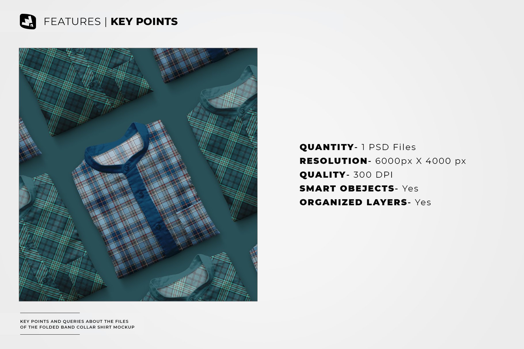 1000 折叠带领衬衫样机 Folded Band Collar Shirt Mockup