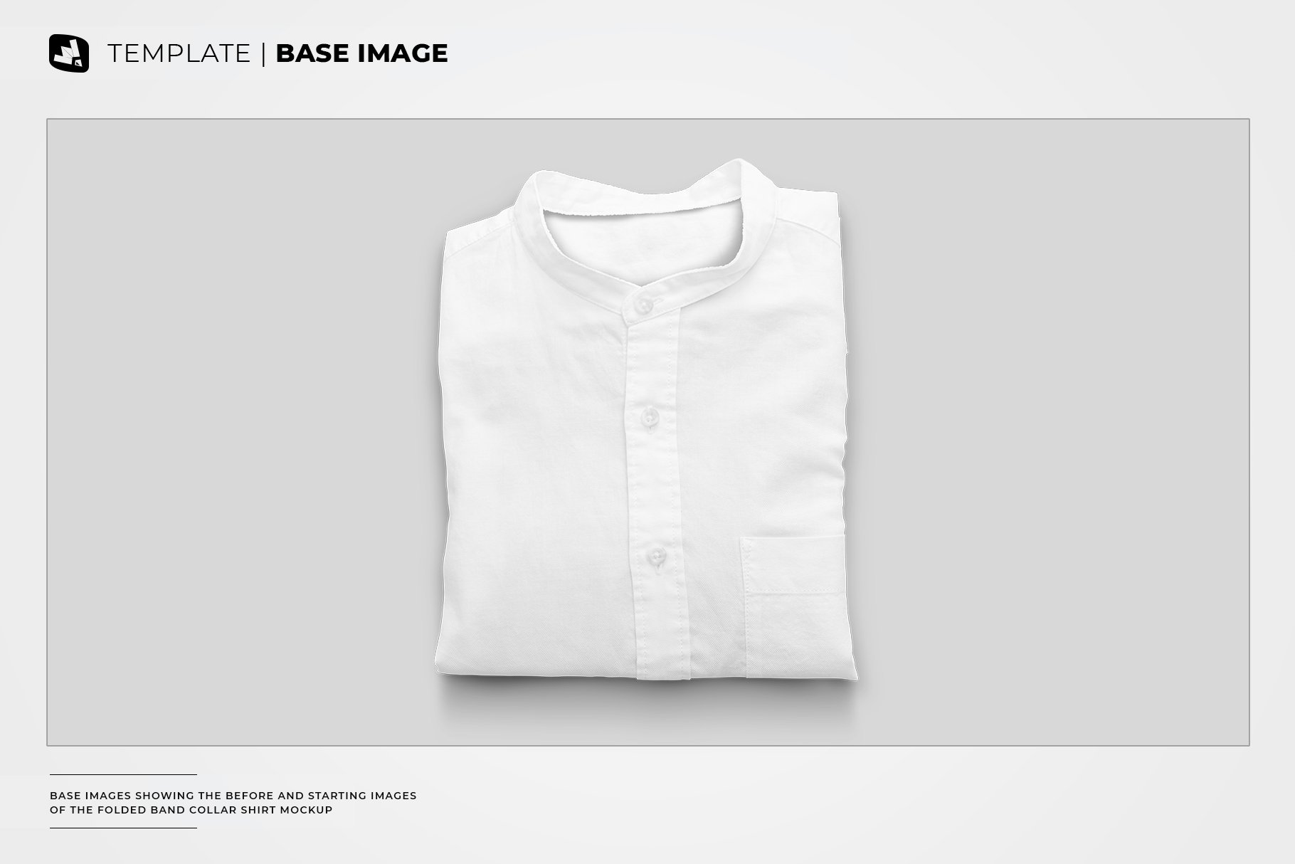 1000 折叠带领衬衫样机 Folded Band Collar Shirt Mockup