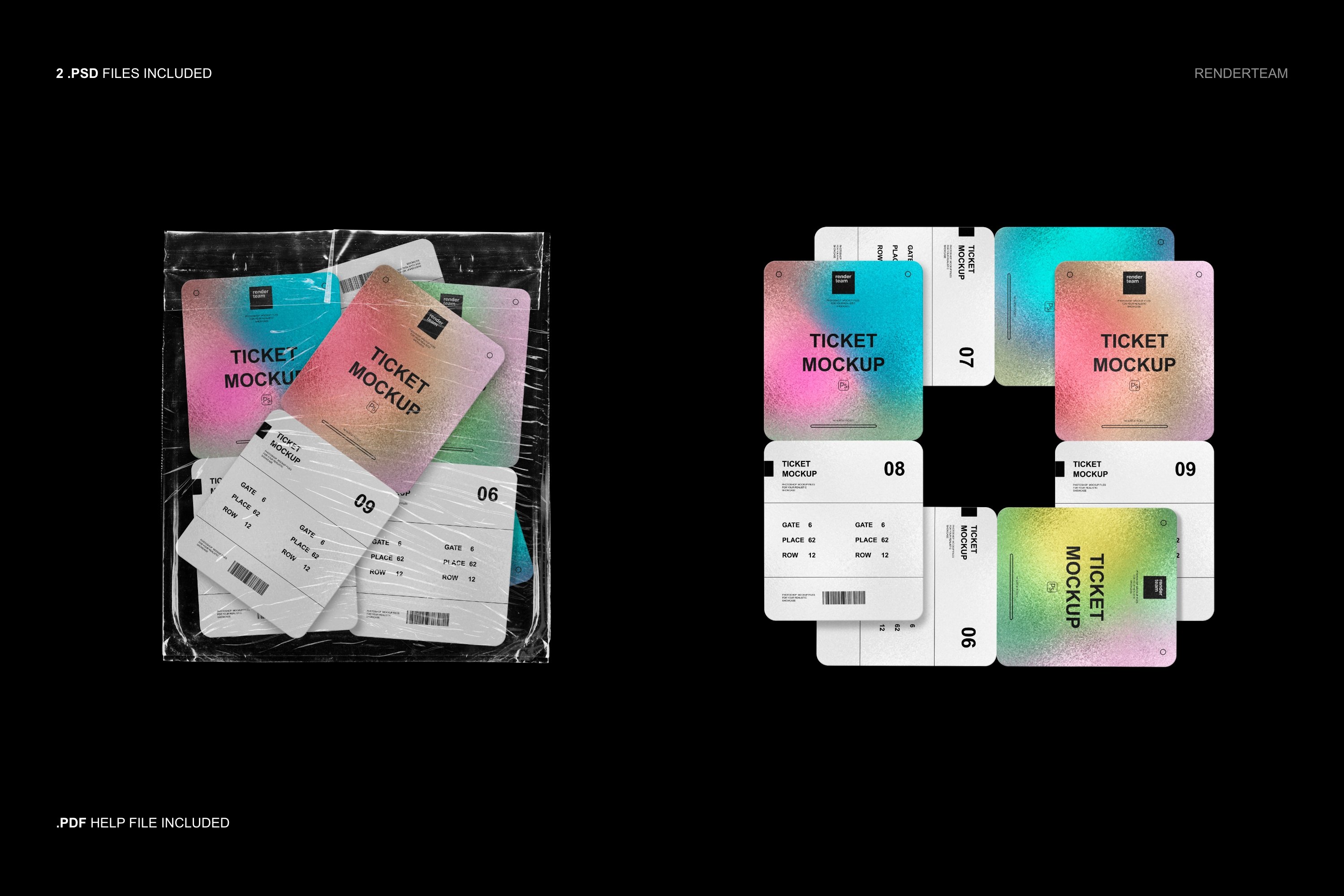 1003 做旧门票透明塑料袋包装设计样机Ticket Mockup
