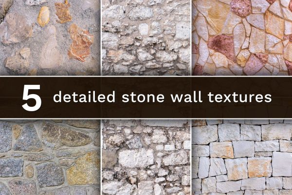 955 5款墙面贴图素材Set of 5 different stone wall textures