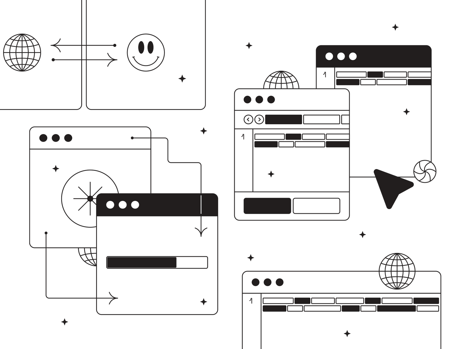 1005 16款潮流复古windows窗口酸性表情包极简引导页插图插画ai矢量设计素材源文件