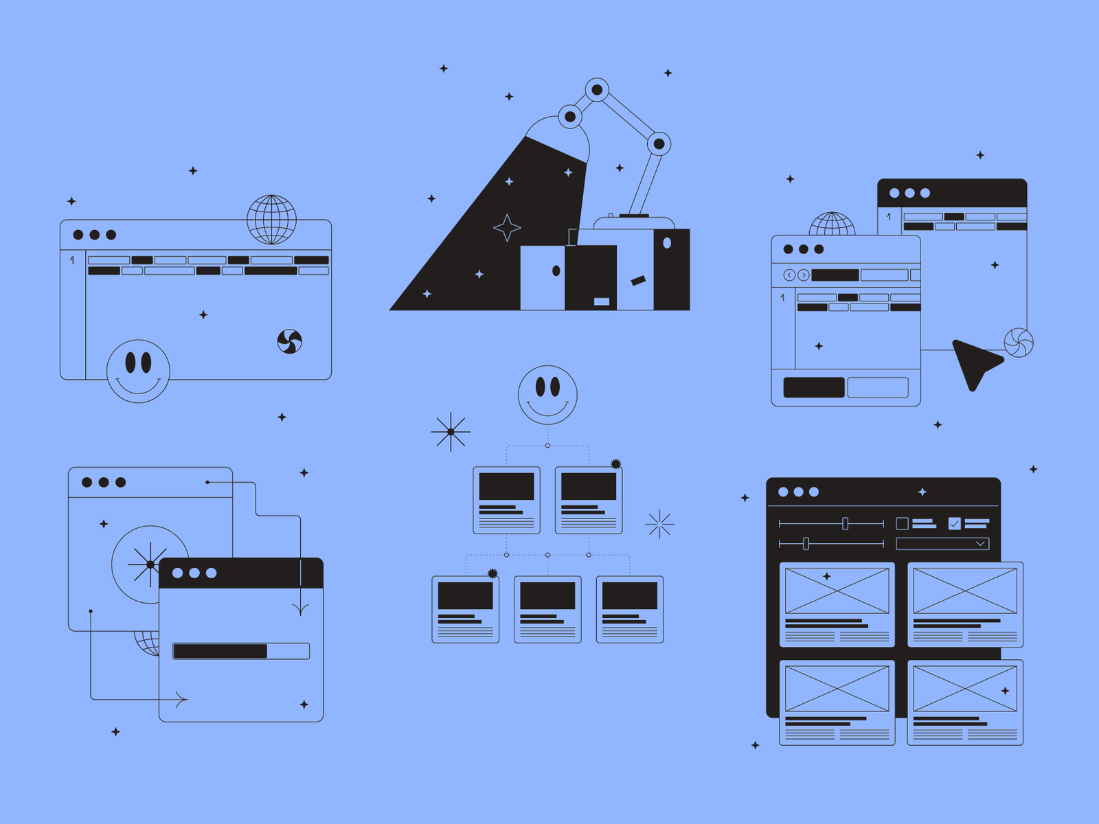 1005 16款潮流复古windows窗口酸性表情包极简引导页插图插画ai矢量设计素材源文件