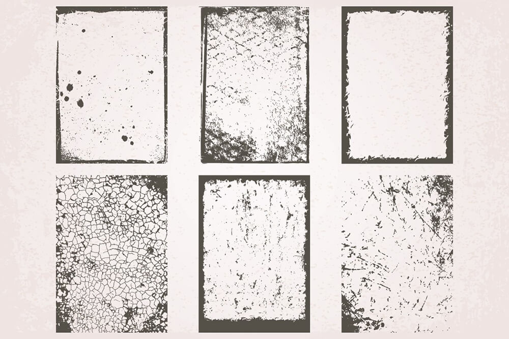 18个复古磨损Grunge风格矩形框架背景叠加素材