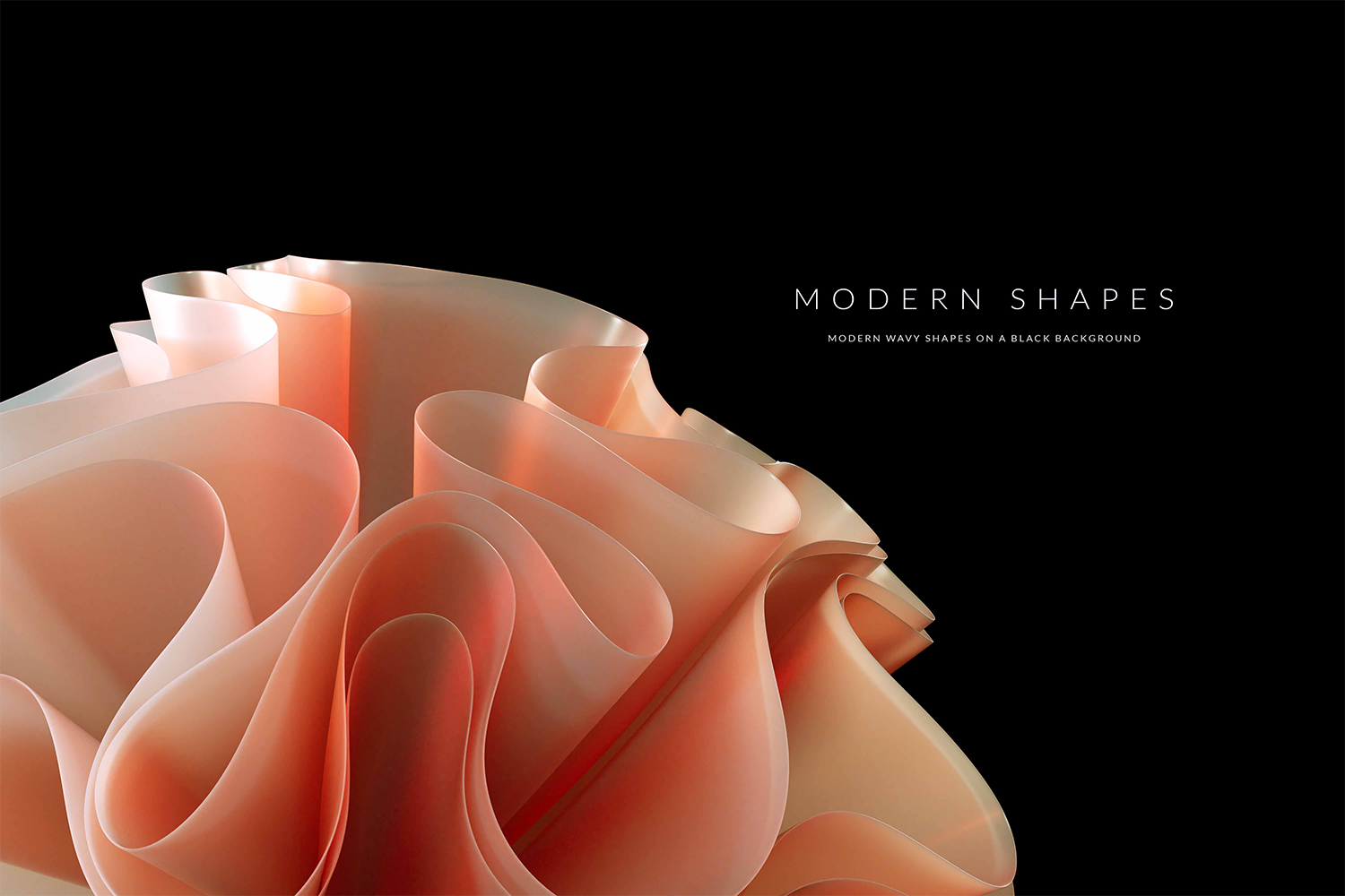 1029 20款高质量极简主义现代抽象波浪形状背景素材 Modern Wavy Shapes On A Black