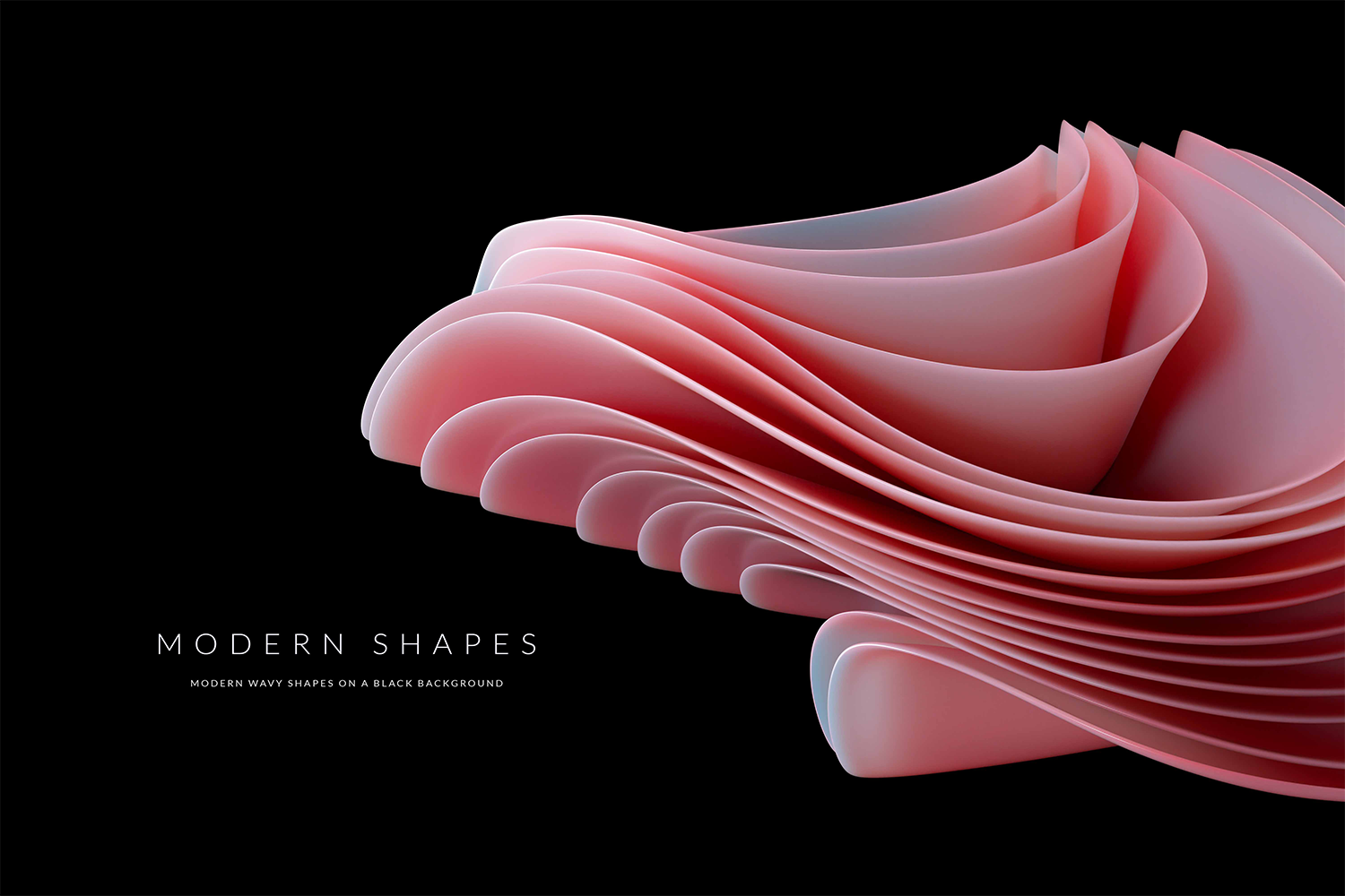 1029 20款高质量极简主义现代抽象波浪形状背景素材 Modern Wavy Shapes On A Black