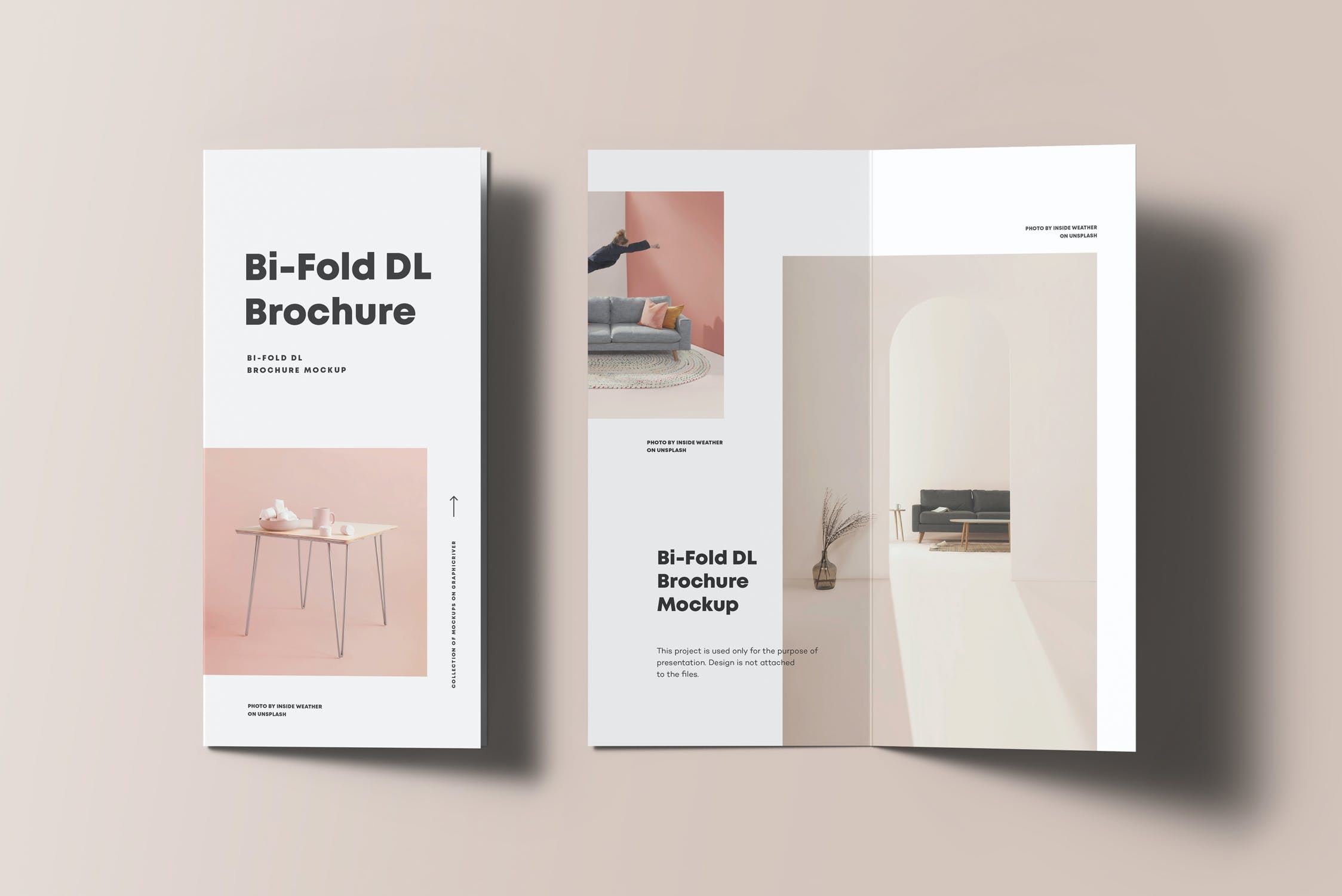 1033 8个逼真的双折两页 DL 画册图册宣传册PSD样机bifold dl brochure mockups2