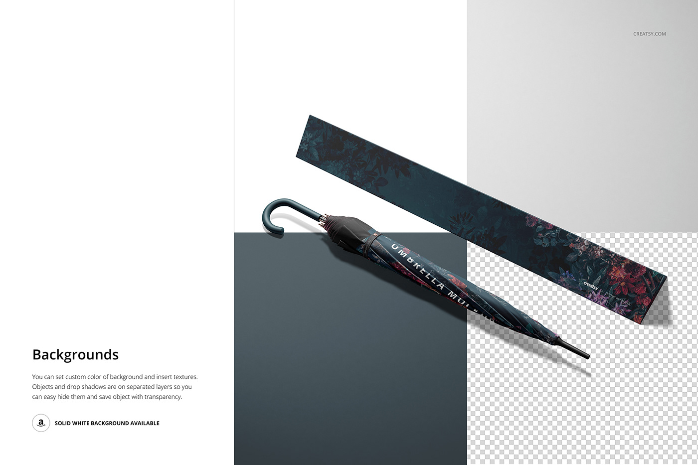 1036 逼真太阳伞雨伞品牌Logo包装设计PS展示贴图样机模板 Umbrella Packaging Mockup Set v.2