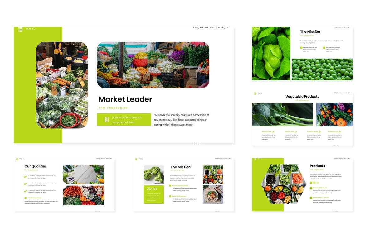 1055 农产品蔬果品牌演示Keynote演示文稿模板 Vegetable – Keynote Template