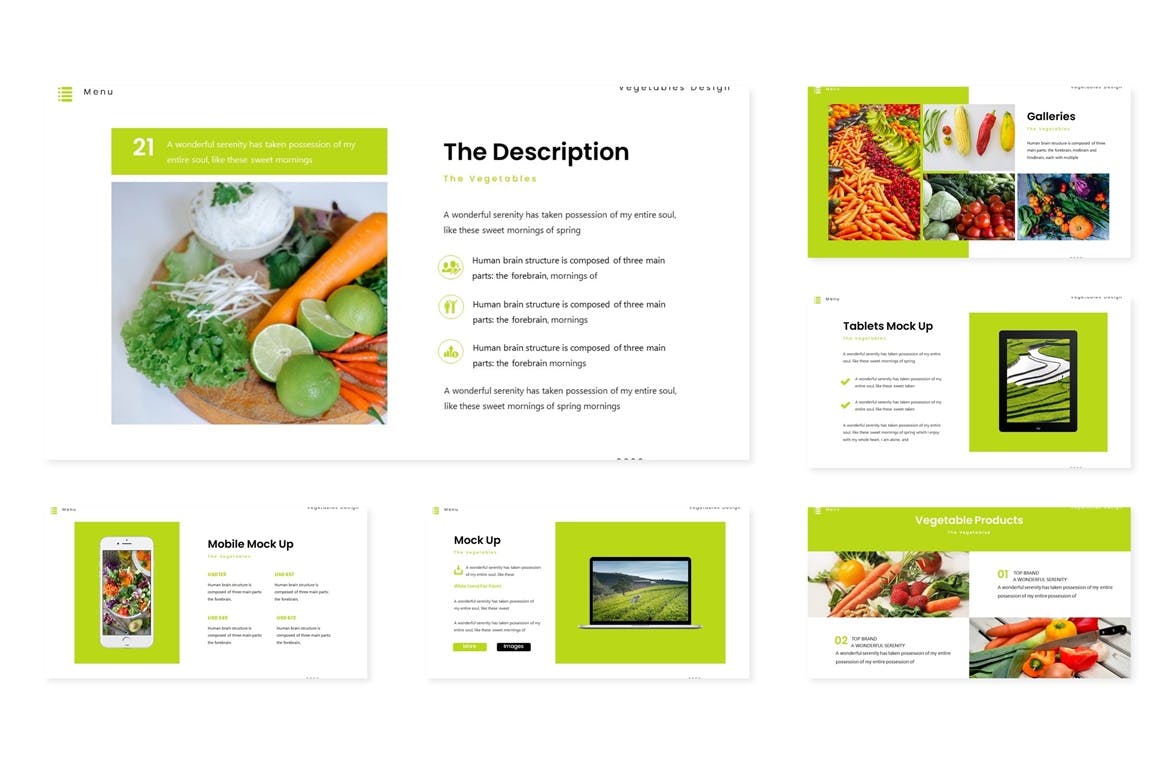 1055 农产品蔬果品牌演示Keynote演示文稿模板 Vegetable – Keynote Template