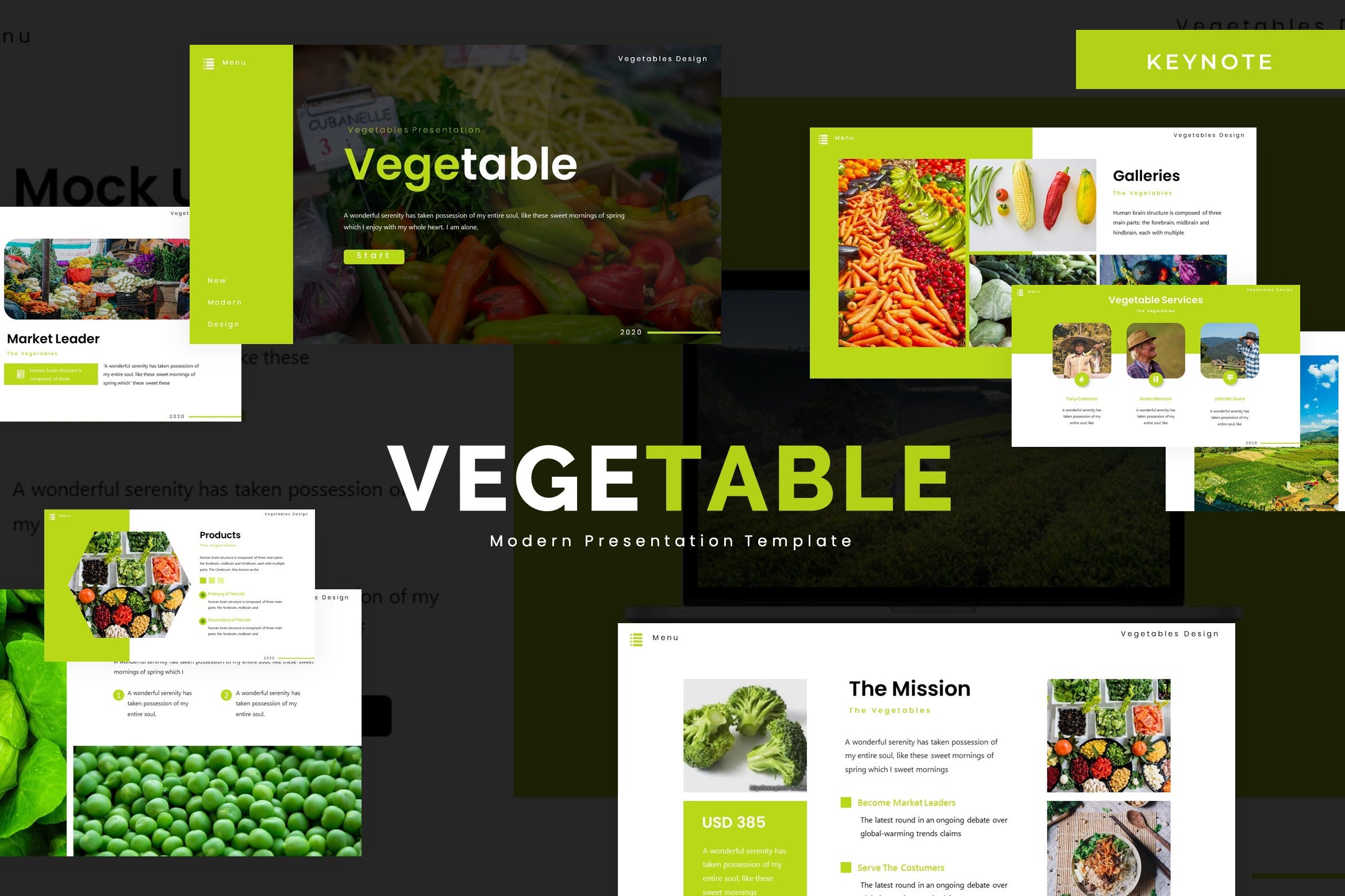 1055 农产品蔬果品牌演示Keynote演示文稿模板 Vegetable – Keynote Template