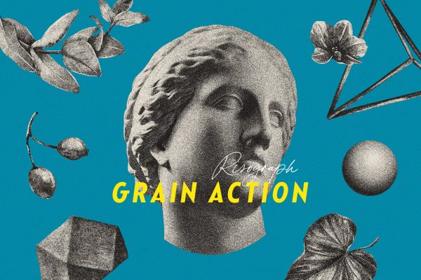 1020 复古噪点颗粒Riso印刷效果老照片修图PS特效动作Risograph Grain Photoshop Action