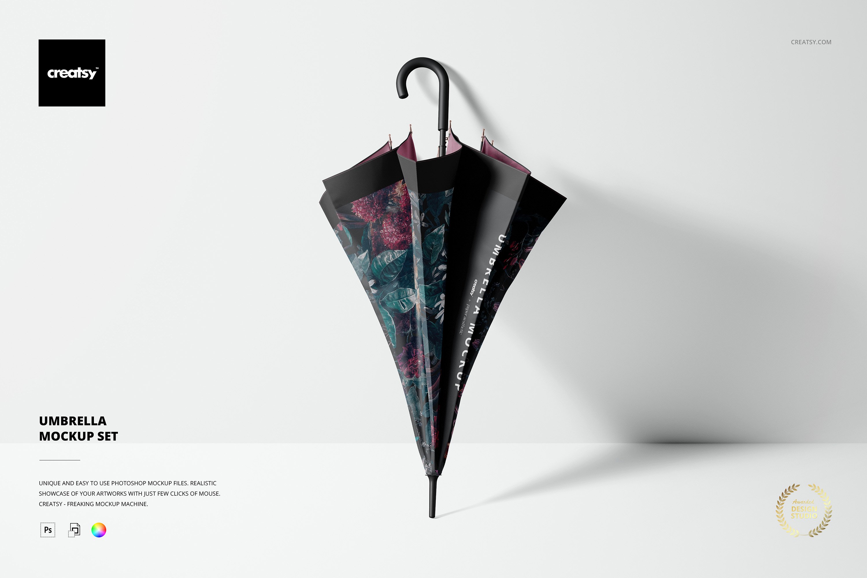 1034 14个时尚太阳伞雨伞品牌Logo设计贴图样机模板合集 Umbrella Mockup Set _ 果觅网(gooodme)