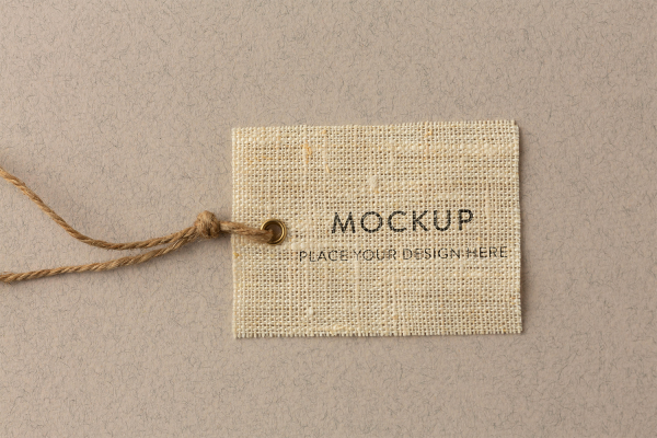 1051 棉麻标签服装吊牌PSD样机 fabric clothing labels mockup