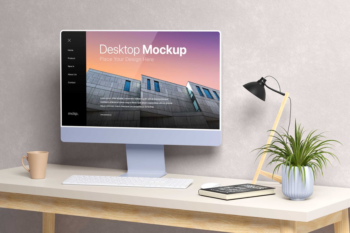 10个办公桌工作场景iMac苹果电脑PSD样机模板