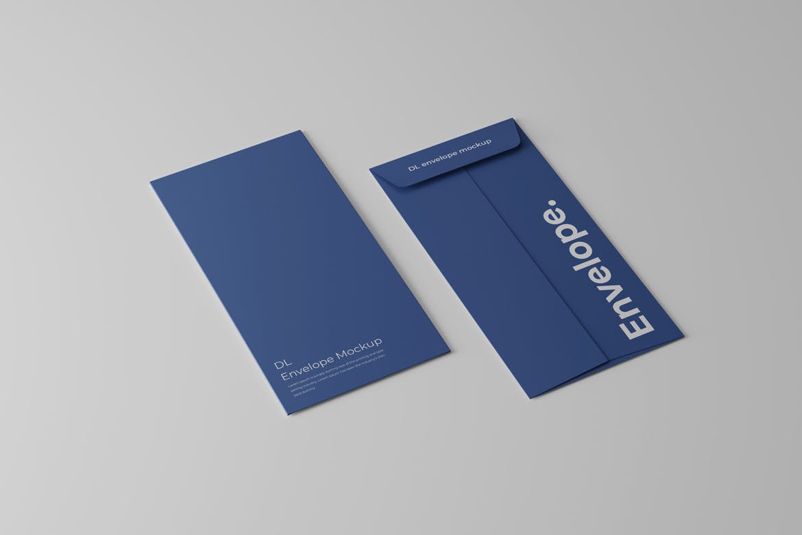 022 高品质的时尚高端DL信封VI设计样机展示模型mockups