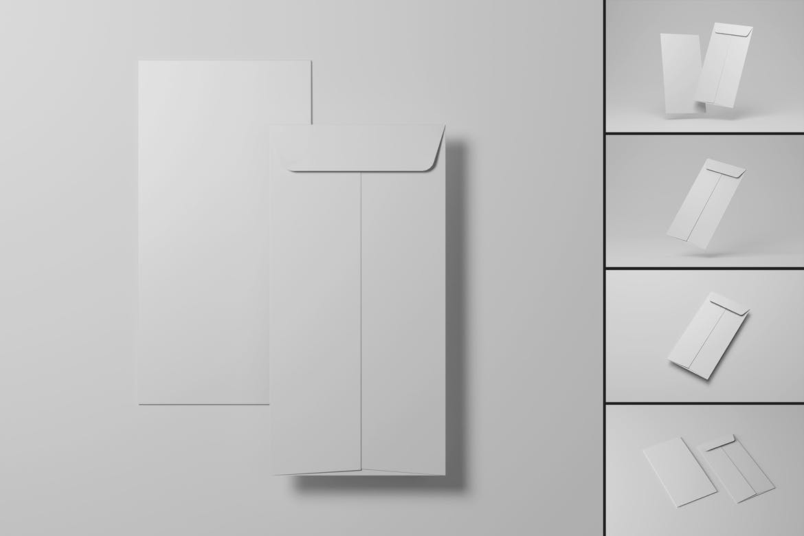 022 高品质的时尚高端DL信封VI设计样机展示模型mockups