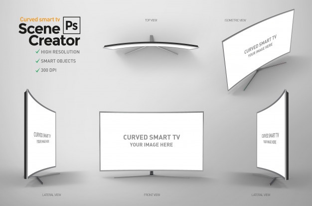037 曲屏智能电视psd素材