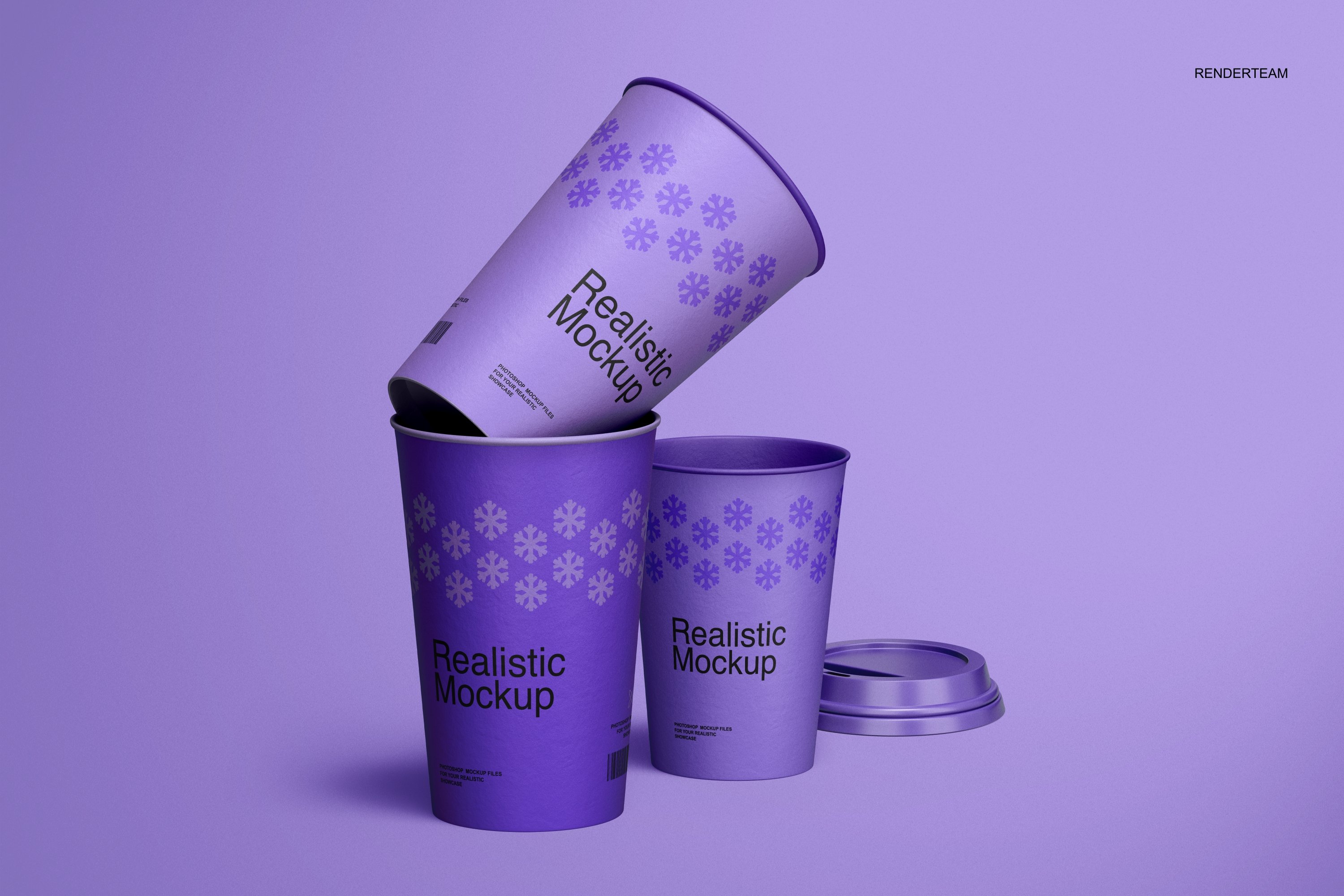 057 一次性纸杯带盖咖啡杯饮料杯PSD样机Paper Cup Mockup Set (6 PSD)