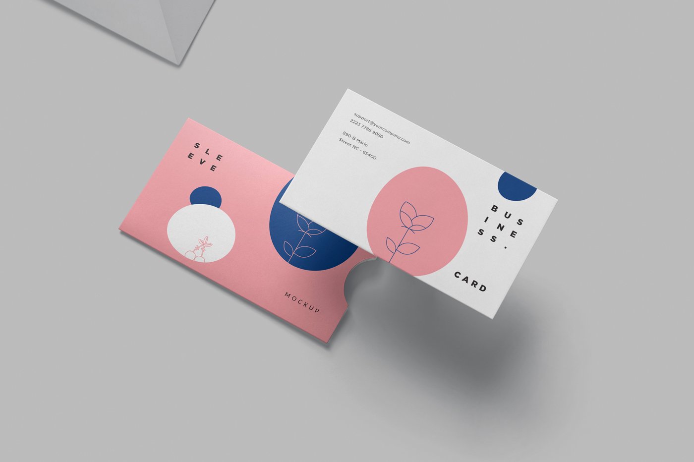 071 带卡套名片卡片PSD样机 US Business Card with Sleeve Mockups