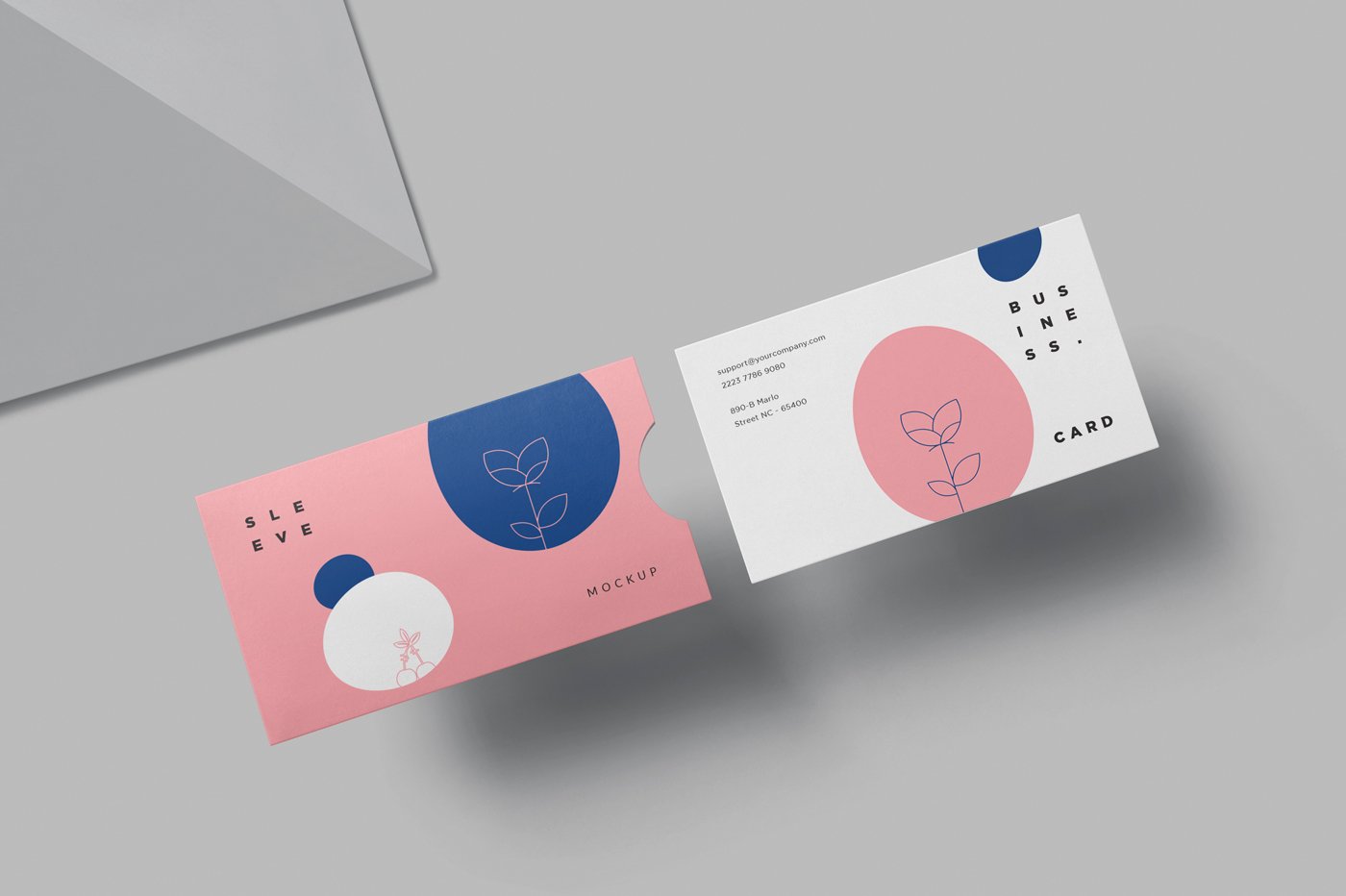 071 带卡套名片卡片PSD样机 US Business Card with Sleeve Mockups