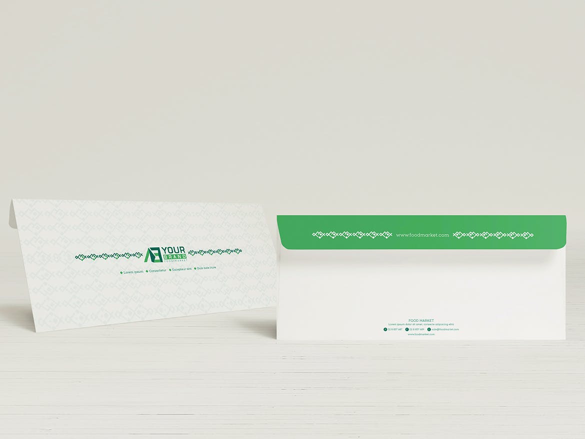 086 食品生鲜水果绿植品牌VI元素样机 Food Market Branding Mockups