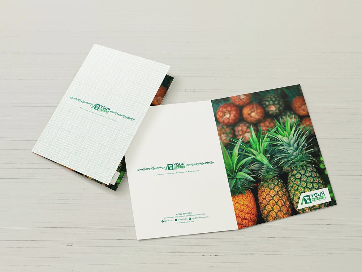 086 食品生鲜水果绿植品牌VI元素样机 Food Market Branding Mockups