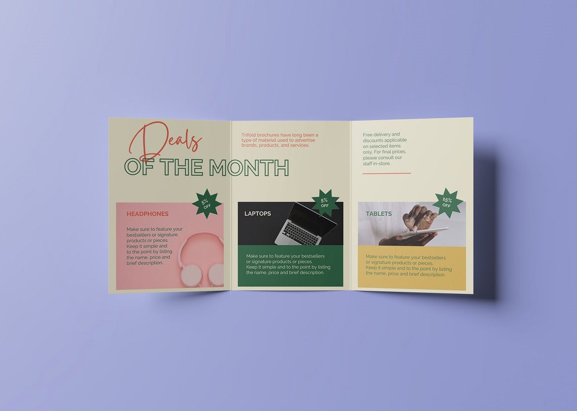 105 A5三折页宣传册PSD样机 A5 Trifold Mockup