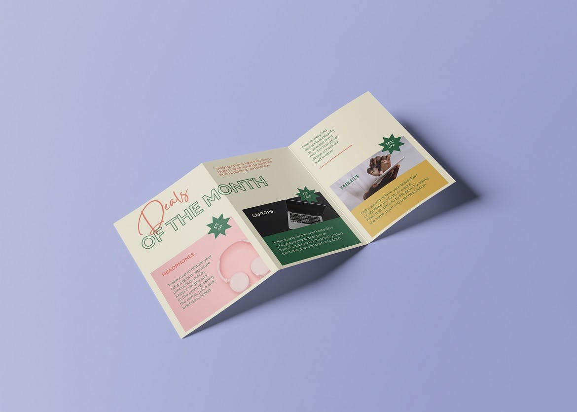 105 A5三折页宣传册PSD样机 A5 Trifold Mockup
