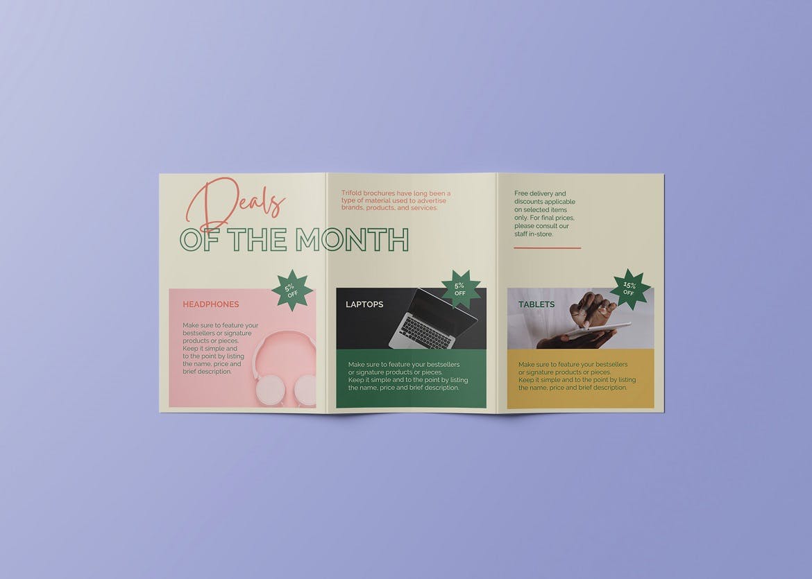 105 A5三折页宣传册PSD样机 A5 Trifold Mockup