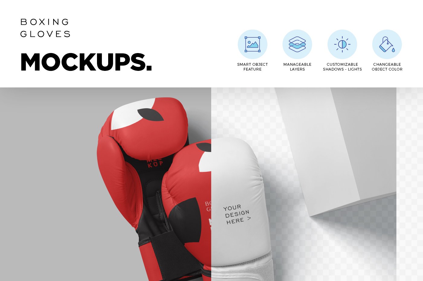 107 多角度拳击手套PSD样机Boxing Gloves Mockups