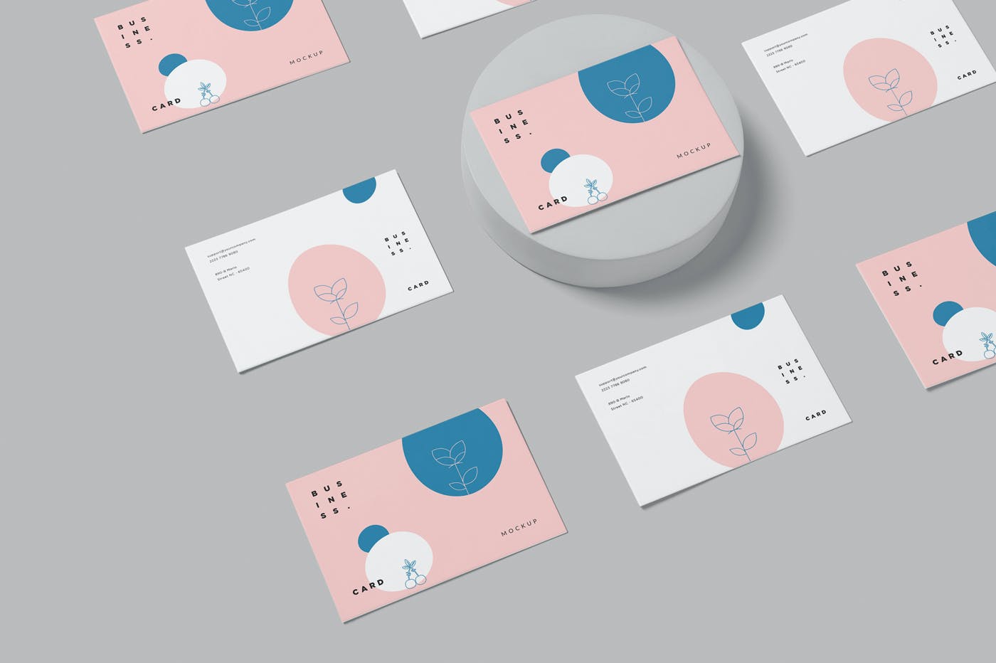 108 平铺名片卡片PSD样机 Business Card Grid Mockups