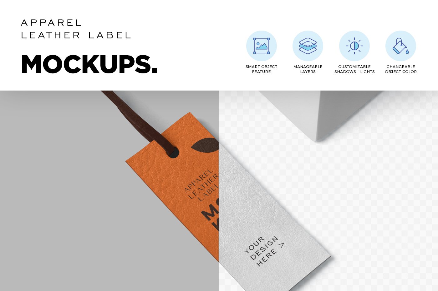 113 皮革吊牌挂标PSD样机Leather Hanging Label Mockups